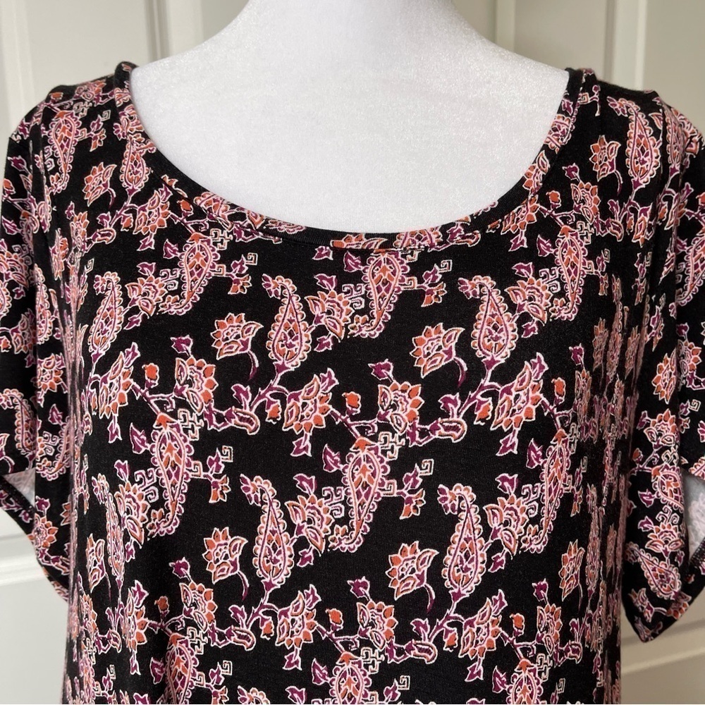 J. Jill Paisley Maxi Dress Pockets Scoop Neck Black Red Purple Orange Large Tall - Picture 3 of 16